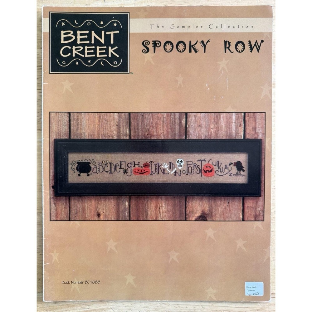 Bent Creek SPOOKY ROW Cross Stitch Leaflet  Halloween Cauldron Pumpkin Skeleton